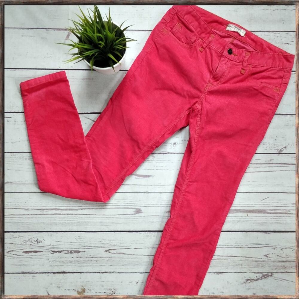 FREE PEOPLE Dark Pink Skinny Corduroy Low Rise Pants, 27